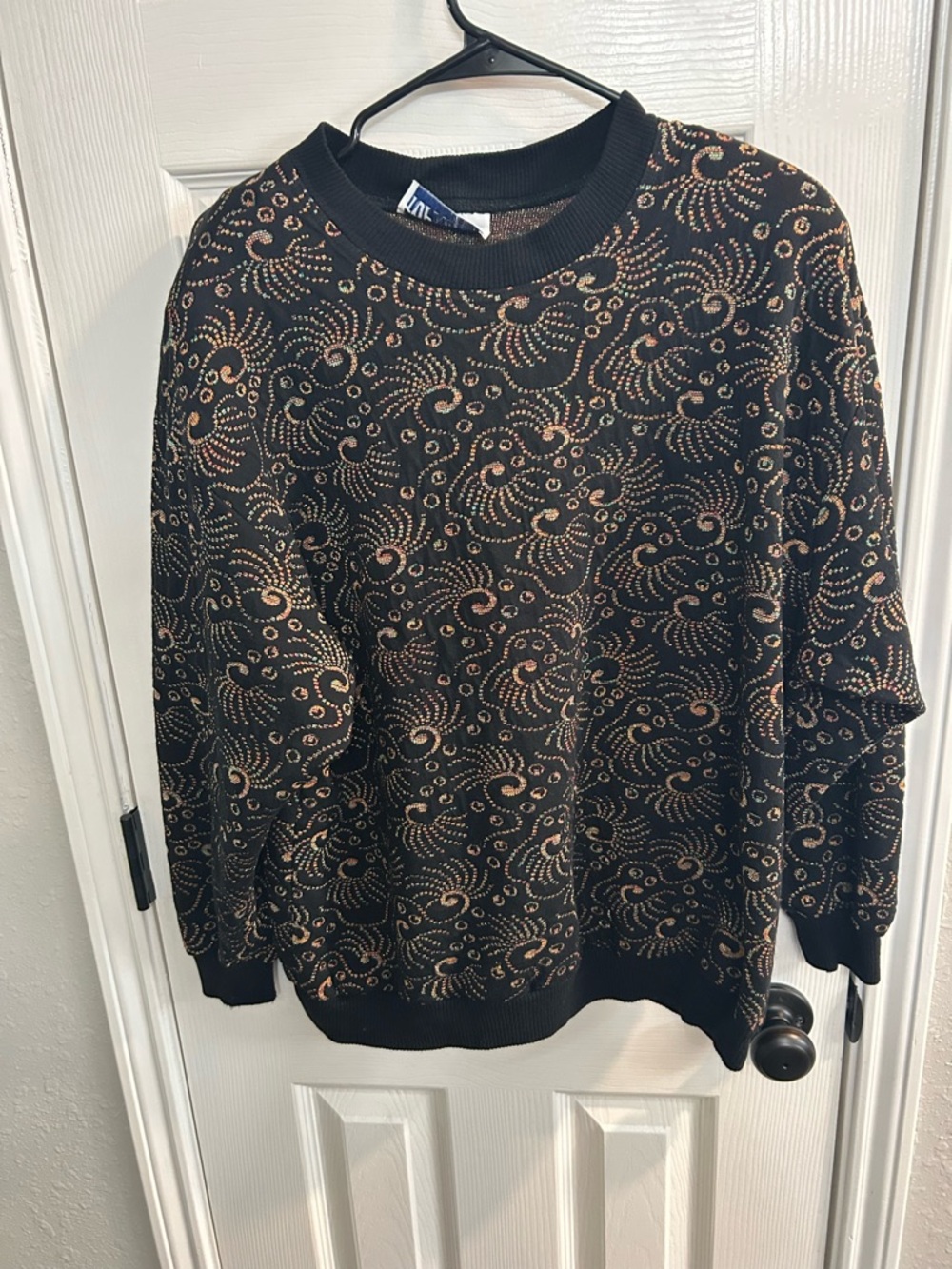 Vintage top notch black and gold sweater with shoulder pads size medium